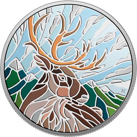 RCM-New-Release:-2018-1-Oz.-Pure-Silver-Coin---Canadian-Mosaics:-Caribou